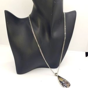 Ballet CRYSTAL TEARDROP" PENDANT & 2- layered Stainless steel chain